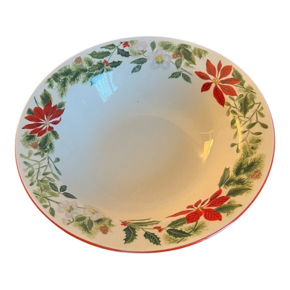 American Atelier Christmas Floral Design 2 Piece Serving Platter 12", Bowl 9.5" - Picture 5 of 7